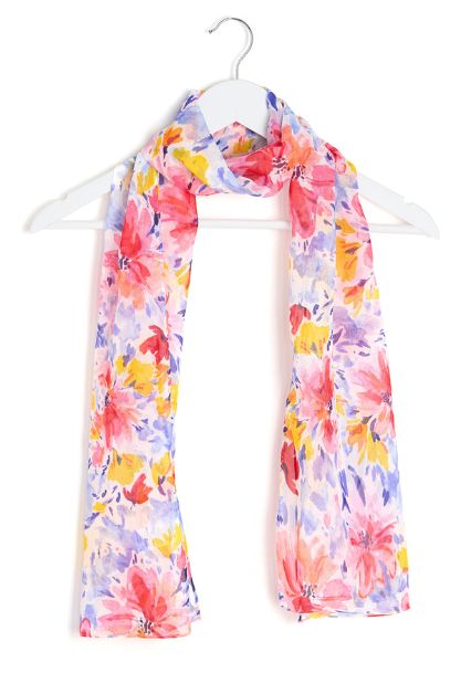 Watercolour Floral Print Lightweight Scarf